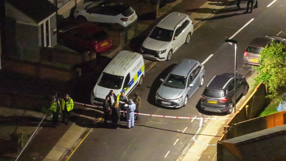 The road remained cordoned off overnight as the victims were taken to hospital