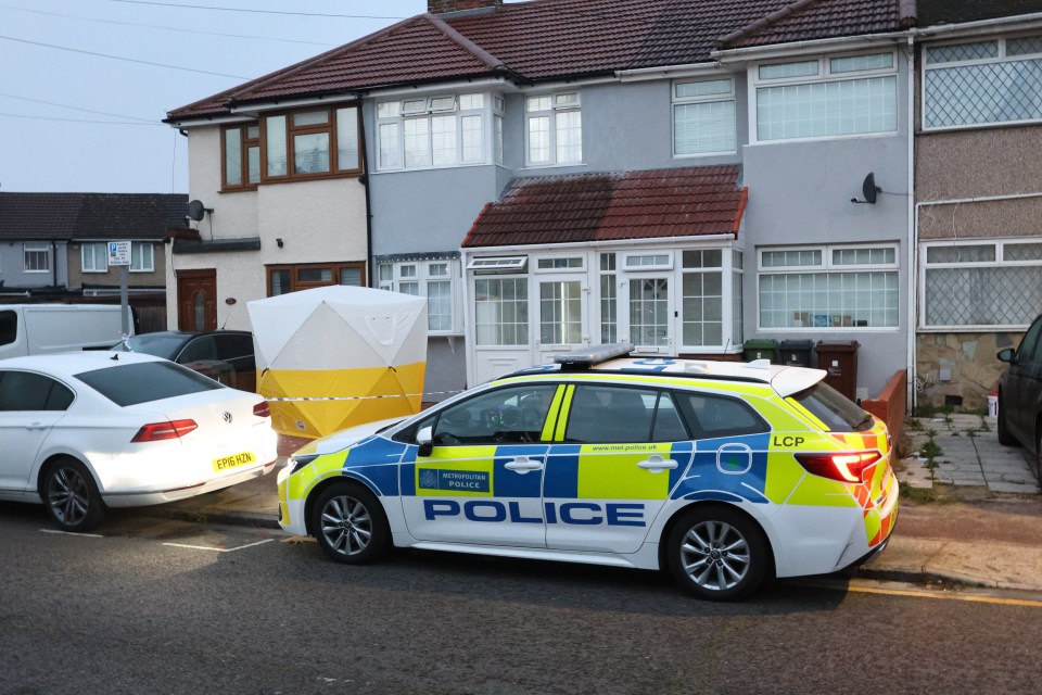 Police remain at the scene in Dagenham this morning