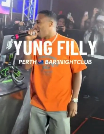 Yung Filly performing in a Perth nightclub before his arrest