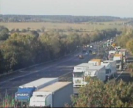 Large queues of bumper-to-bumper traffic formed