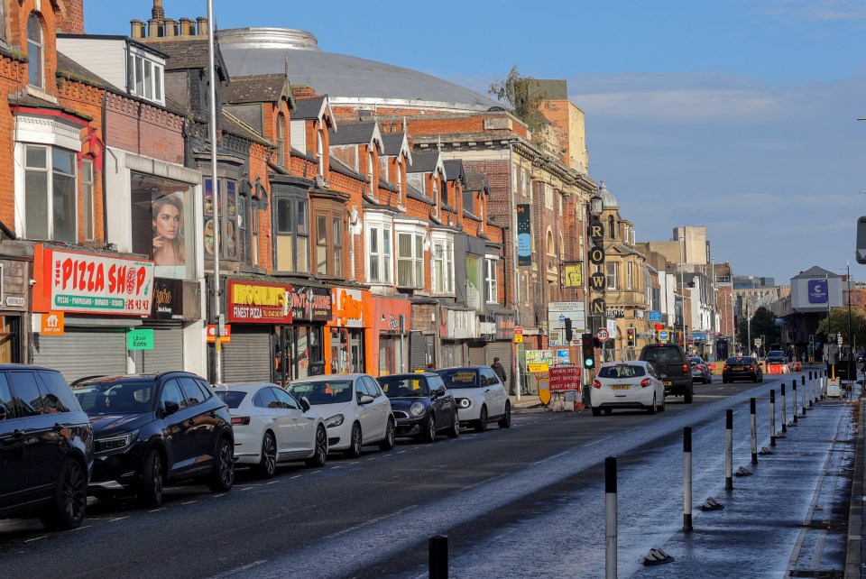 Takeaway shops and fast food restaurants line many streets