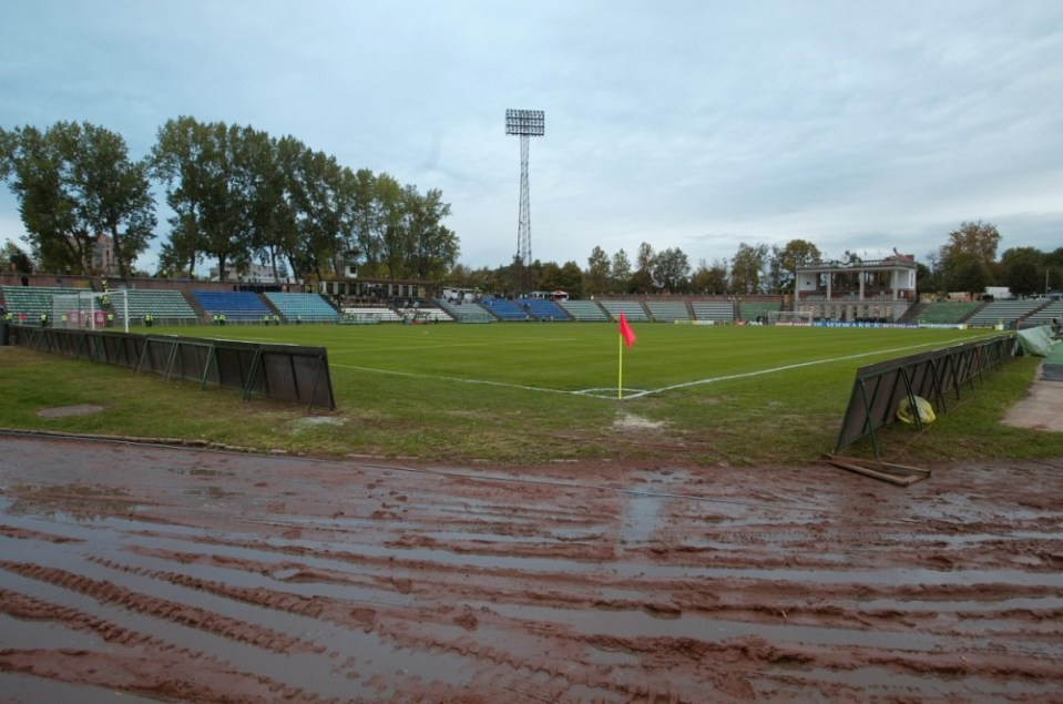 Football - UEFA Cup First Round First Leg - Olimpija Ljubljana v Liverpool - 24/9/03 .General View of Bezigrad Stadium / Rain .Mandatory Credit: Action Images / Andrew Budd