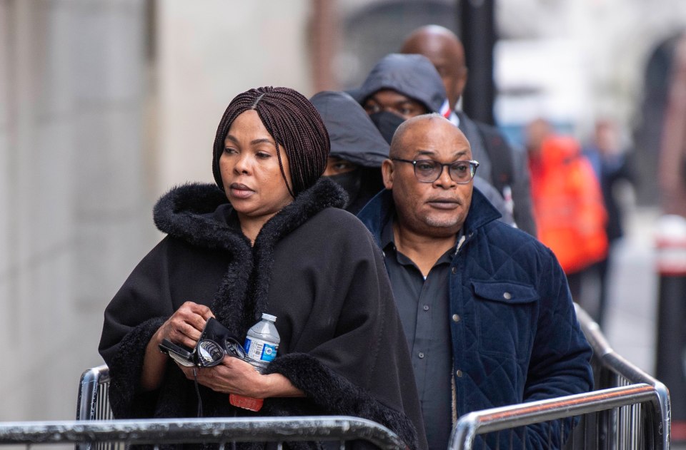 Helen Lumuanganu and Prosper Kaba, parents of Chris Kaba, at the Old Bailey