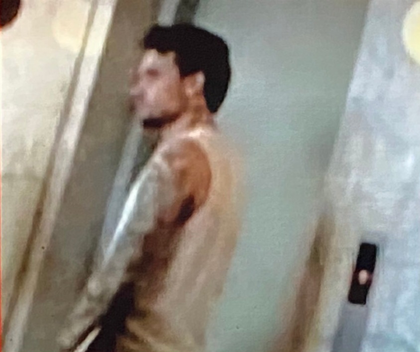 Liam was photographed by a lift in the hotel lobby about half an hour before he fell