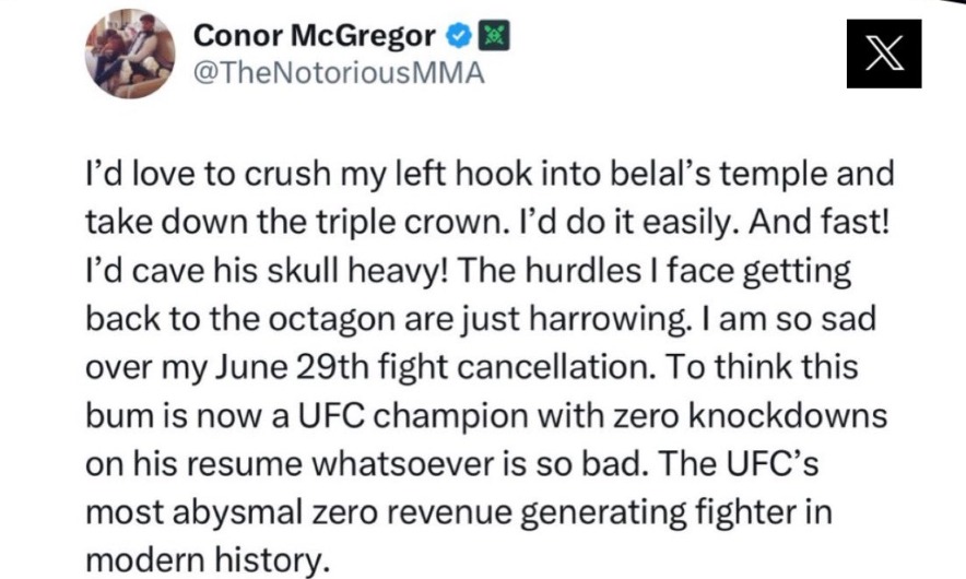 McGregor has revealed his eagerness to cave Muhammad's skull in