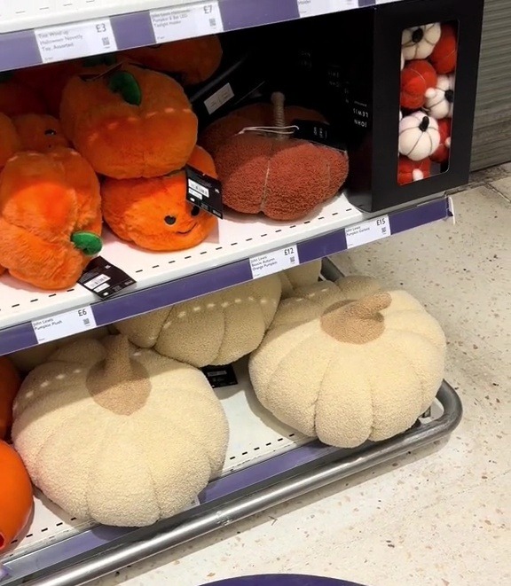 Carrie took to TikTok to share a snap of the "pumpkin t**s" cushions she spotted in Waitrose