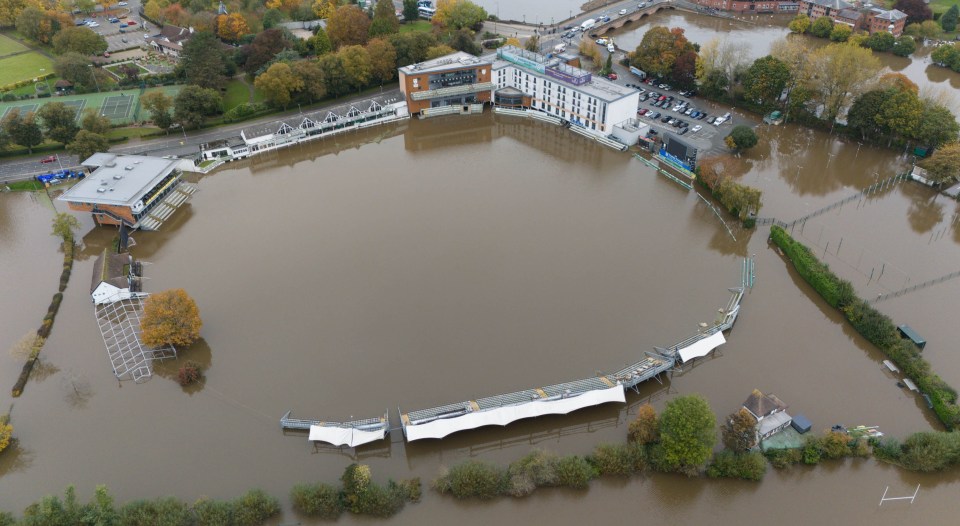 Worcester's New Road Cricket ground was completely underwater as well