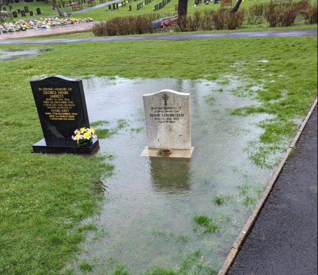 Some of the graves at Egremont Town Council are left underwater whenever it rains