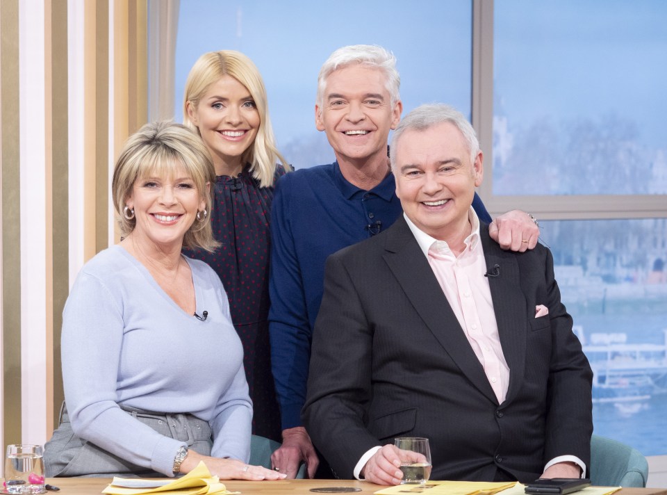 Eamonn Homes and ex wife Ruth Langsford with Holly Willoughby and Phillip Schofield on This Morning