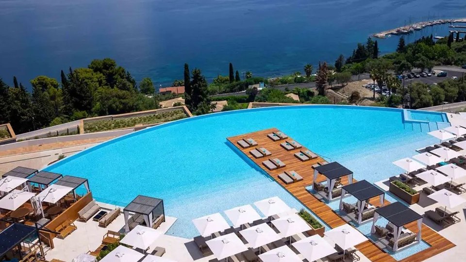 Splash out … enjoy the luxurious infinity pool at Angsana Corfu