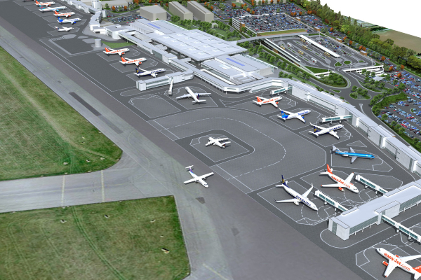 The new expansion, as shown here, comes as the airport grows in popularity