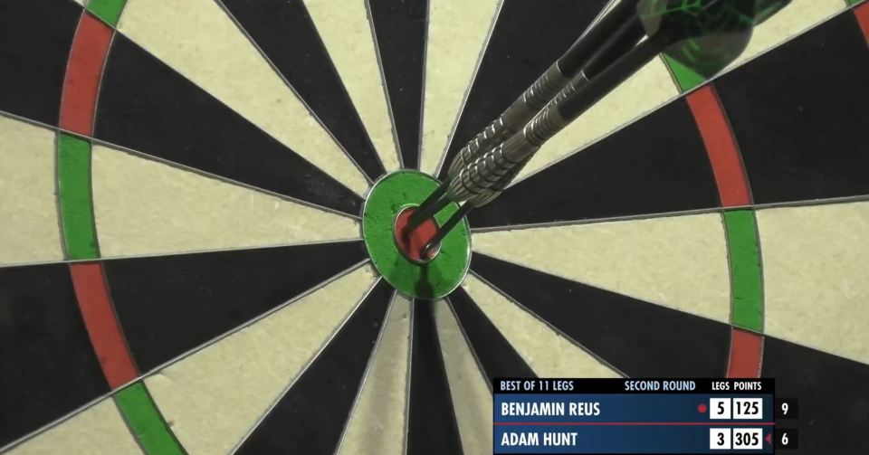 The ace hit an incredible hat-trick of bullseyes