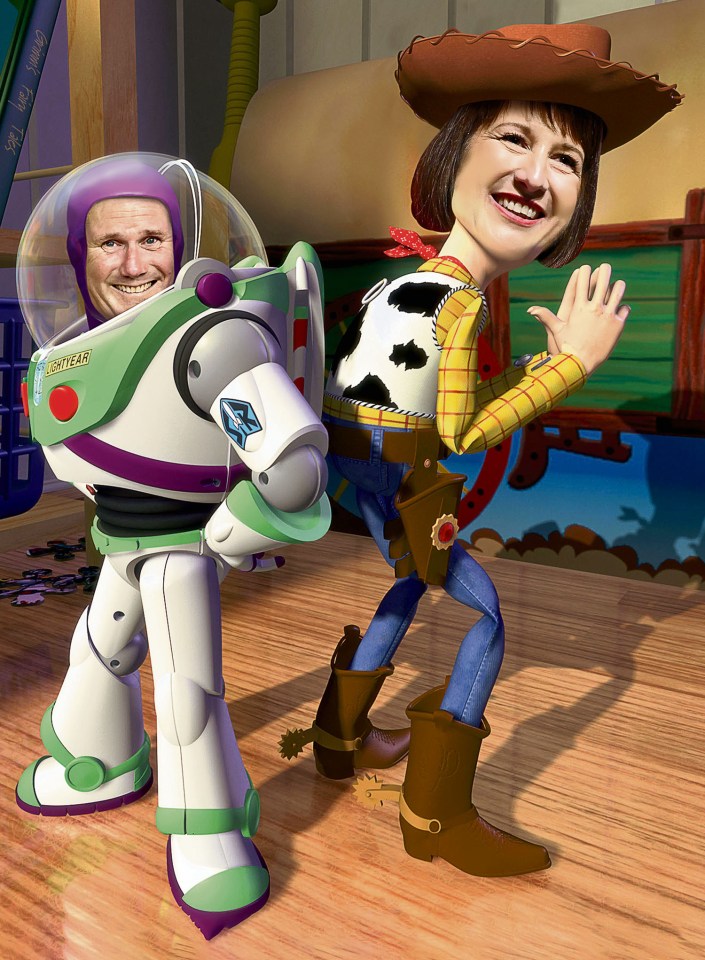 Rachel Reeves - pictured here as Toy Story's Woody alongside Starmer as Buzz Lightyear - tried to reassure tax-raid stressed entrepreneurs by quoting the film