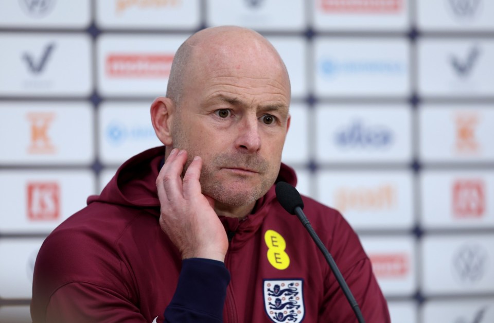 HELSINKI, FINLAND - OCTOBER 13: Lee Carsley, Interim Manager of England, speaks to the media in a post match press conference following the UEFA Nations League 2024/25 League B Group B2 match between Finland and England at Helsinki Olympic Stadium on October 13, 2024 in Helsinki, Finland. (Photo by Joosep Martinson - UEFA/UEFA via Getty Images)