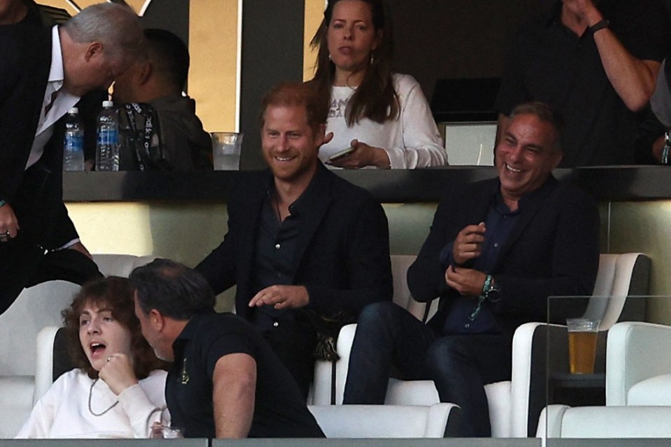 Prince Harry reacts during a match between Inter Miami and LA FC