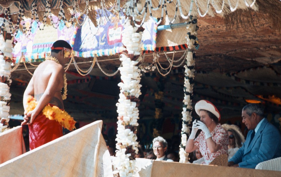 The late Queen drinks 'ava during her Silver Jubilee Tour of the South Pacific