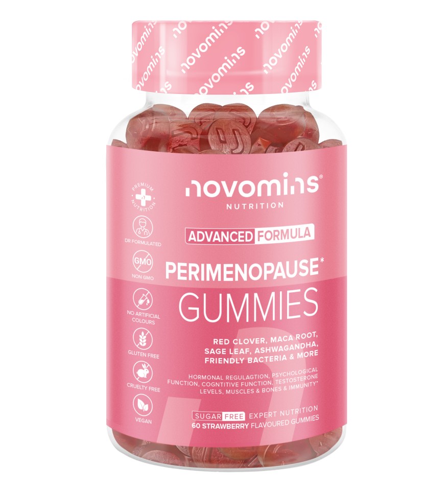 Novomins Perimenopause Gummies feature a premium blend of vitamins, minerals, live cultures and botanicals