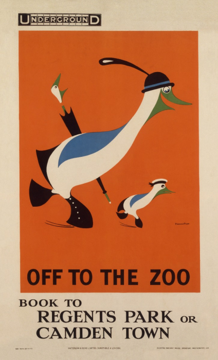 a poster that says off to the zoo book to regents park or camden town