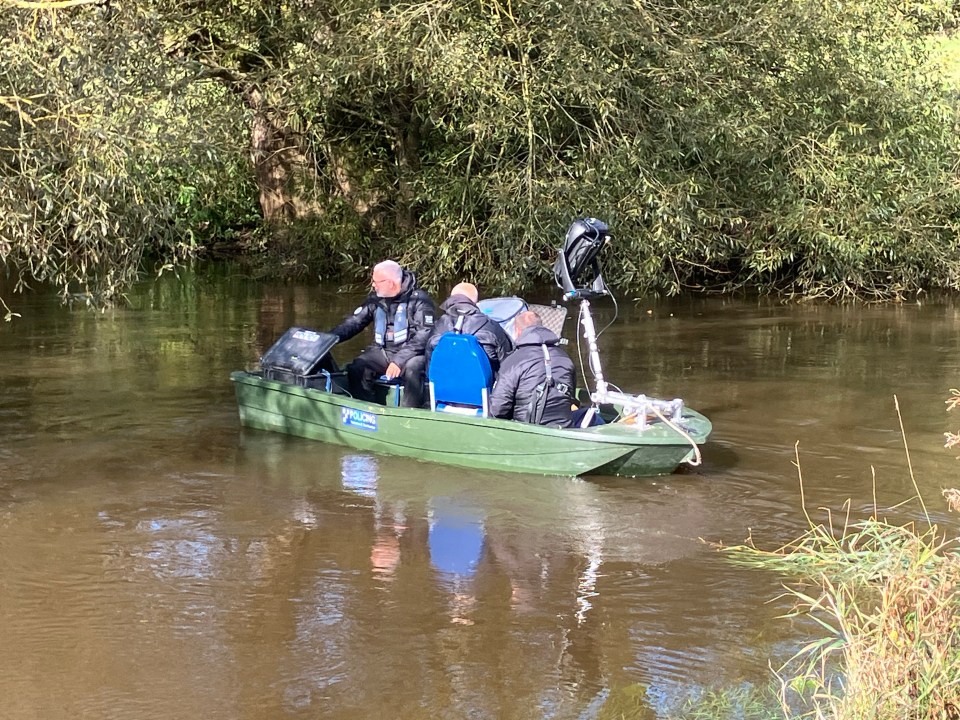 Cops searching the River Derwent yesterday