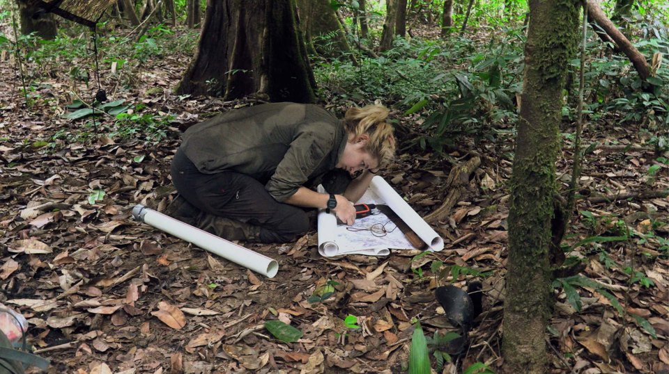 Lucy is joined in the trek by a team of four Indigenous men