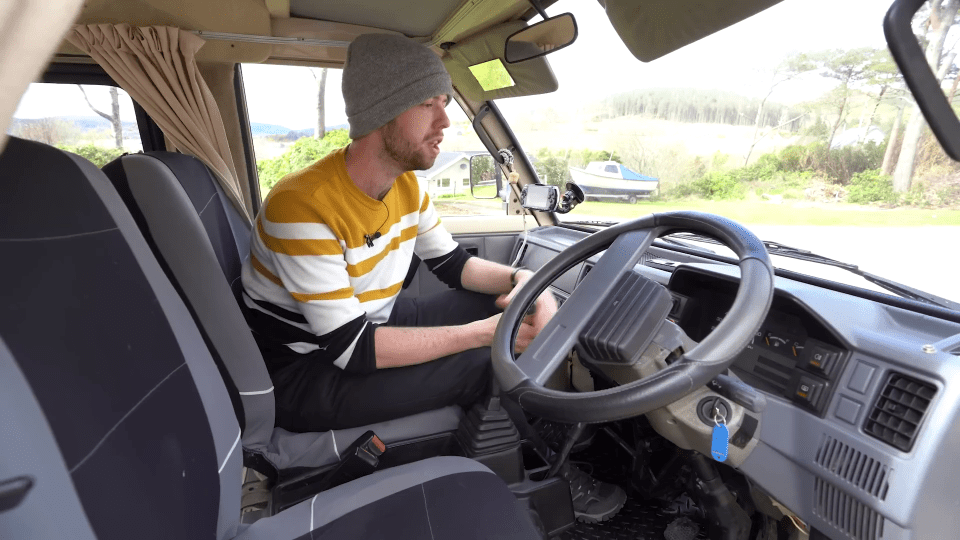 The cab is so small your feet knock against the back of the headlights