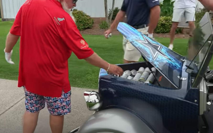 John Daly showed off his modified golf cart