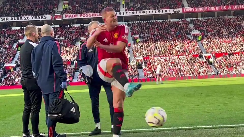 Matthijs de Ligt kicked a ball away in anger at Old Trafford