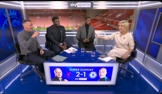 Sky Sports presenter Kelly Cates ordered Jamie Carragher and Micah Richards not to bring their 'CBS chat'