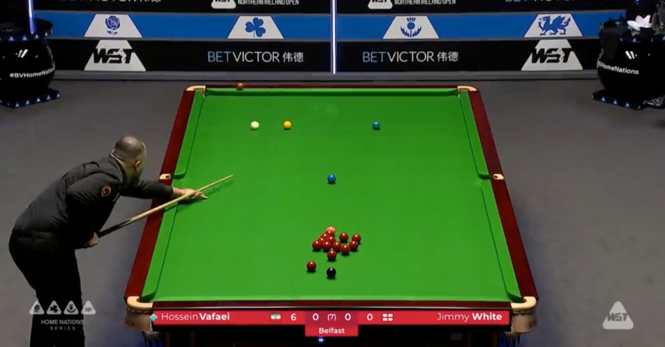 a snooker game between hossein vafaei and jimmy white