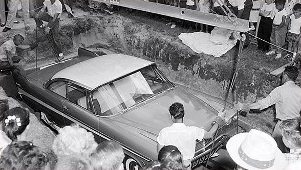 The car was originally buried in 1957, along with a host of items from the time