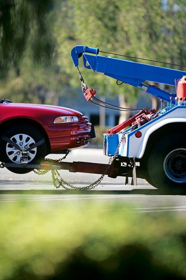 Car being towed