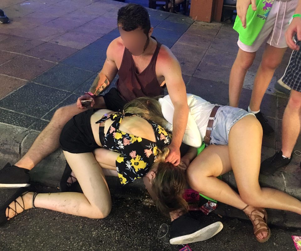 Boozed up revellers in Magaluf, Majorca