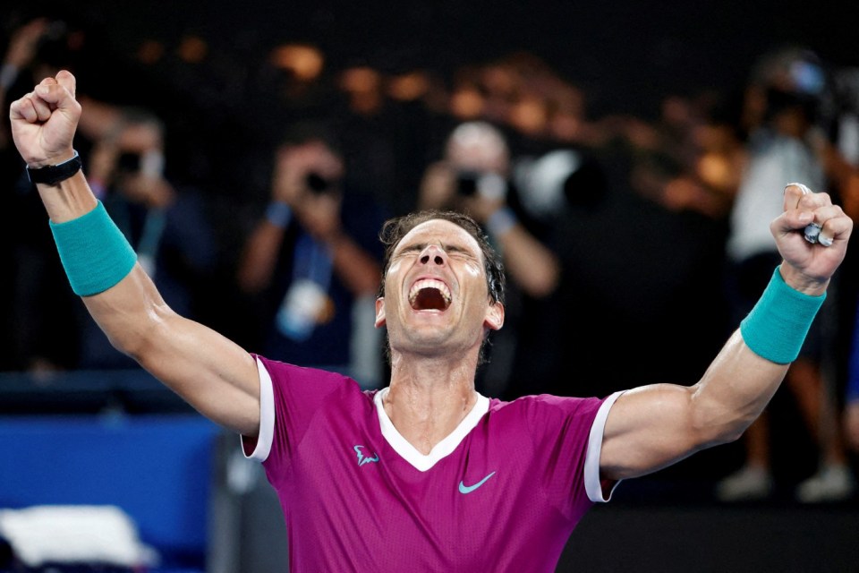 FILE PHOTO: Tennis - Australian Open - Men's Singles Final - Melbourne Park, Melbourne, Australia - January 31, 2022 Spain's Rafael Nadal celebrates winning the final against Russia's Daniil Medvedev REUTERS/Asanka Brendon Ratnayake/File Photo