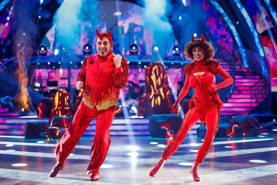 For use in UK, Ireland or Benelux countries only BBC handout photo of Katya Jones and Wynne Evans during their appearance on the live show of Saturday's Strictly Come Dancing show on BBC1. Photo credit should read: Guy Levy/BBC/PA Wire NOTE TO EDITORS: Not for use more than 21 days after issue. You may use this picture without charge only for the purpose of publicising or reporting on current BBC programming, personnel or other BBC output or activity within 21 days of issue. Any use after that time MUST be cleared through BBC Picture Publicity. Please credit the image to the BBC and any named photographer or independent programme maker, as described in the caption.