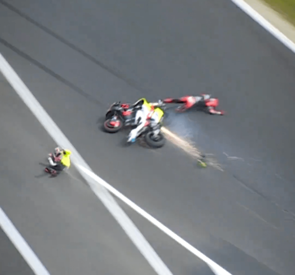 A huge crash saw two riders come off their bikes during the Australian Grand Prix