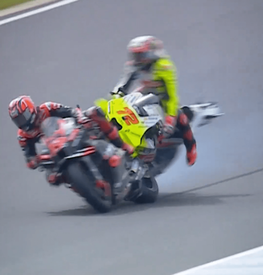 Bezzecchi got caught in Vinales' slipstream and collided into his rear