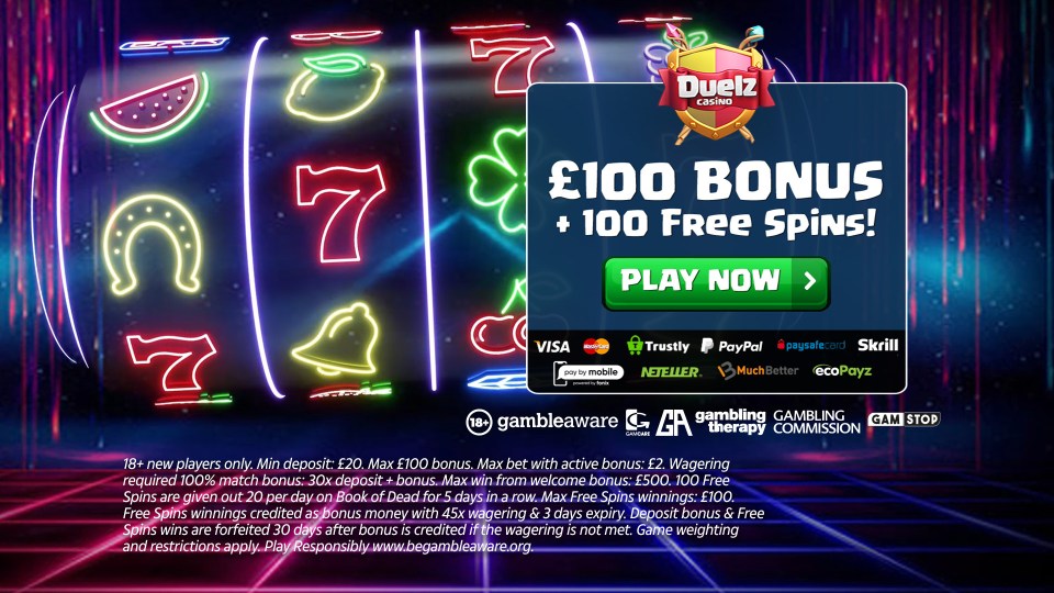 Sign up for a £100 bonus and 100 free spins