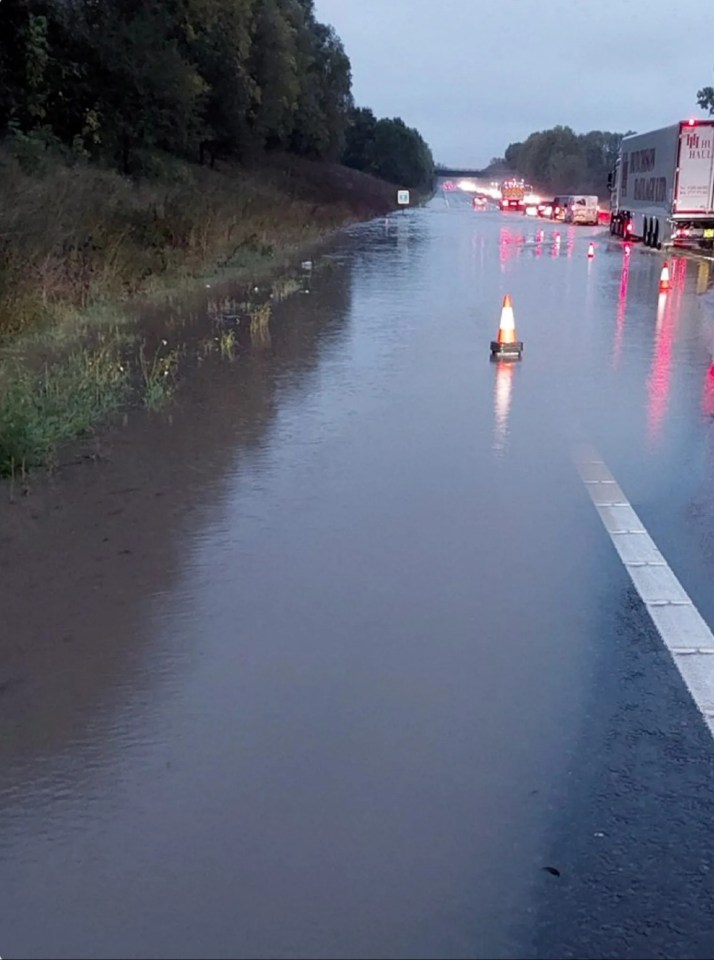 Flooding on the A1M in County Durham closed the road between Bradbury and Aycliffe yesterday