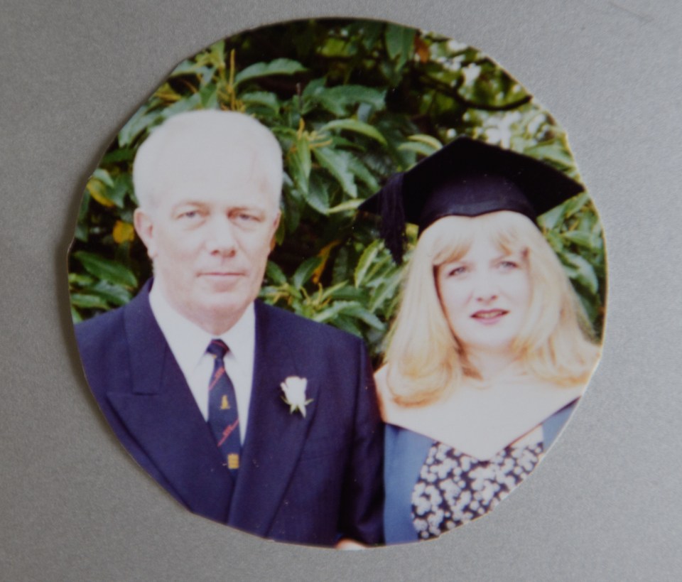 Dad Chris with Jo at her graduation in 1994