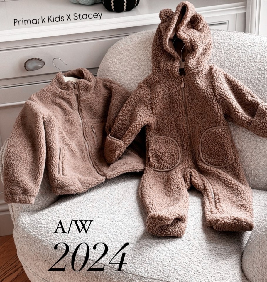 The range includes cosy sleep suits and fleece jackets