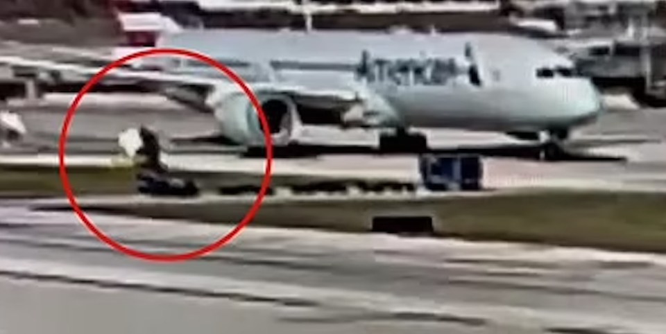 The engine shredded the luggage truck to pieces