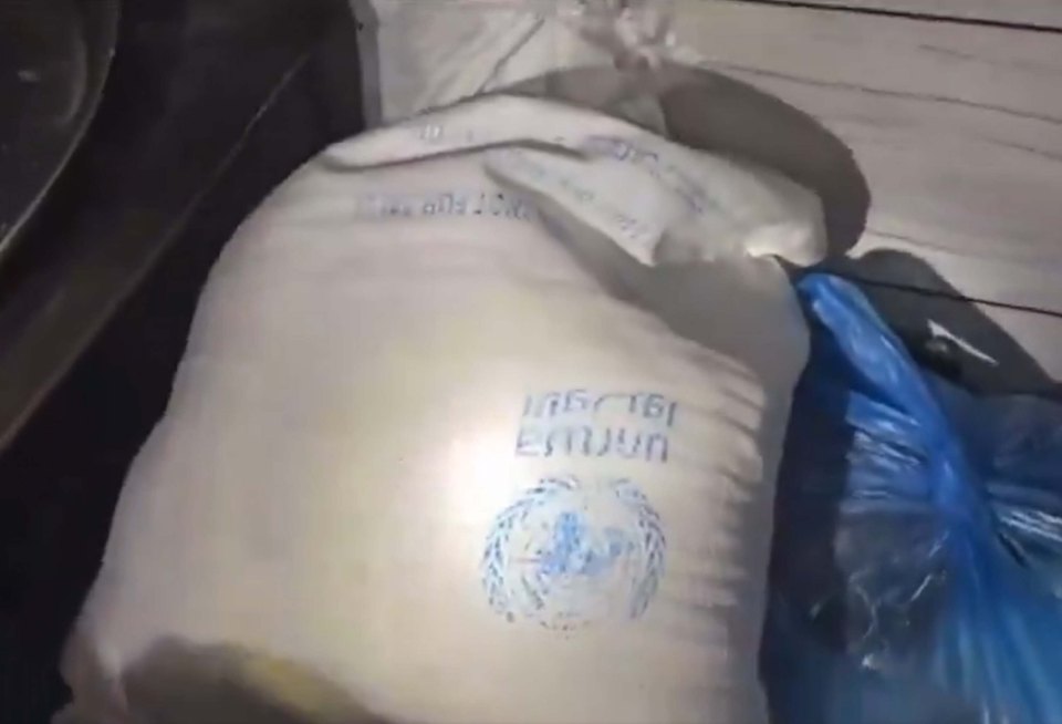 UNWRA bags that contained essential items meant for starving Palestinians were also found in his kitchen