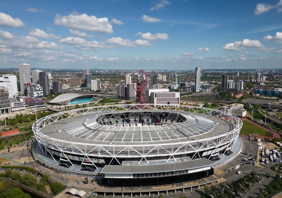 an aerial view of the olympic stadium in london