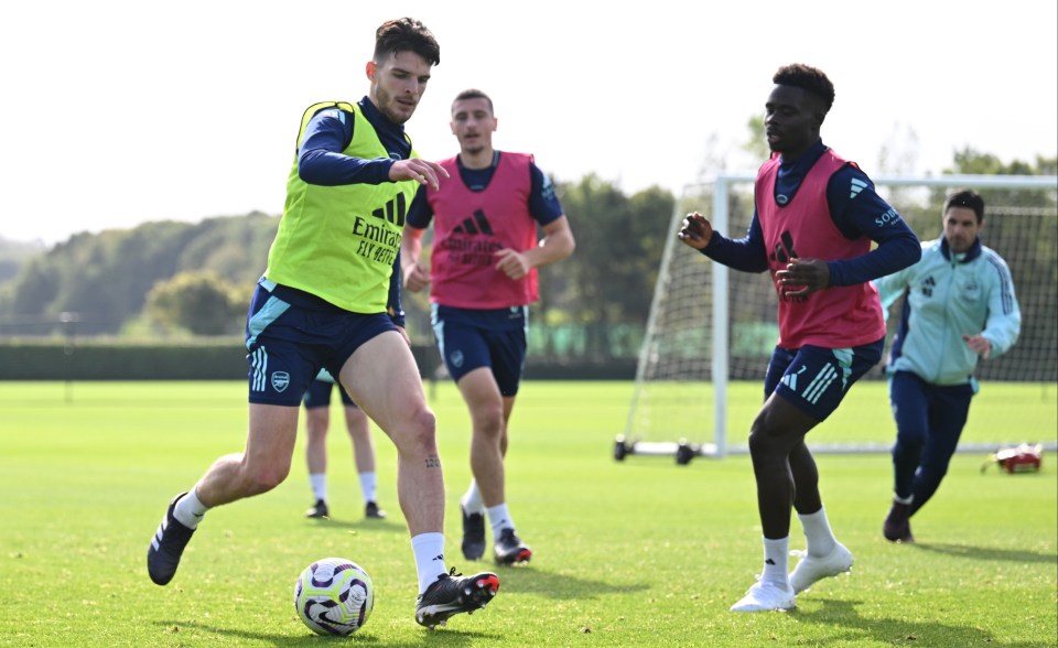 Declan Rice seen training with Maldini Macurri - a show of Arteta's policy of experience and youth integrating in training