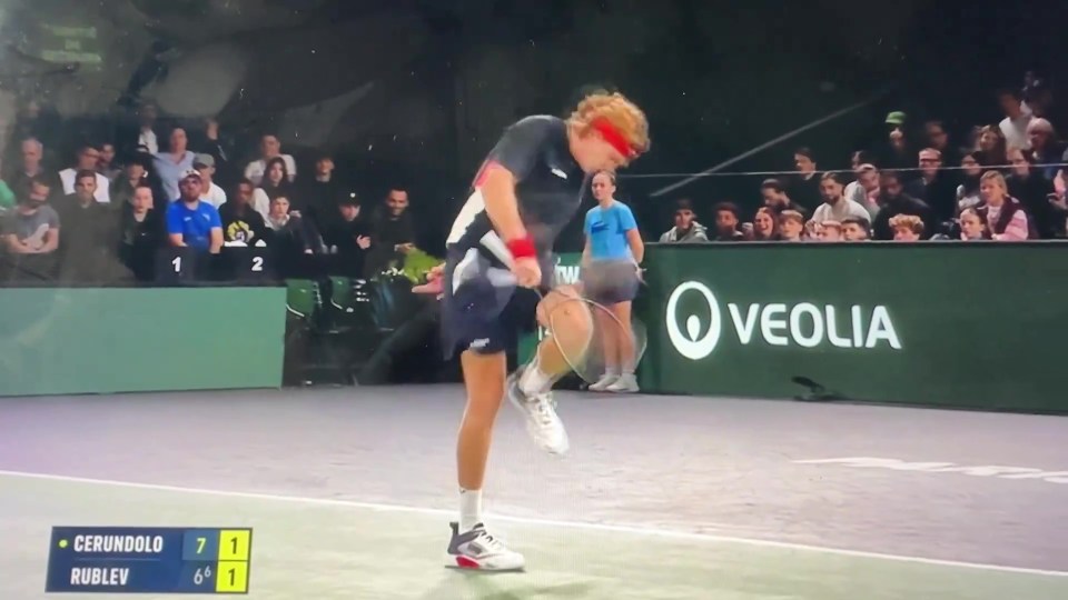 Andrey Rublev drew blood after whacking himself with his own racquet