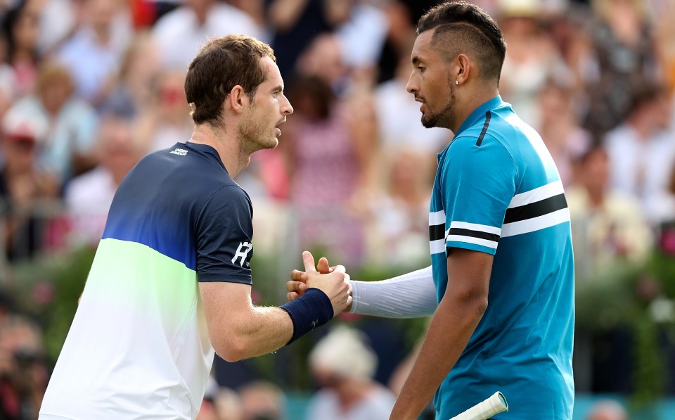 Andy Murray spotted the cuts on his body while Kyrgios used a sleeve for a period