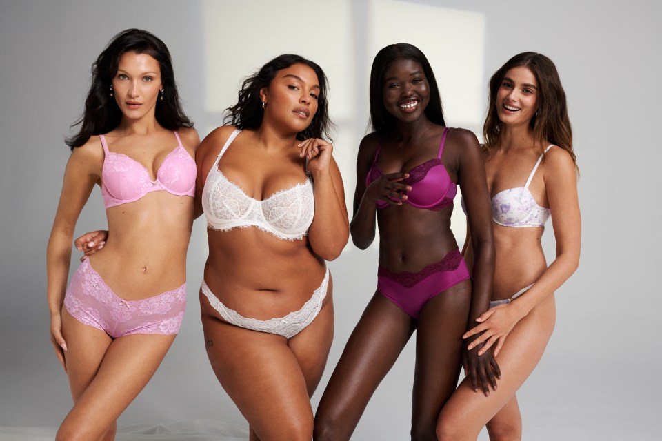 Curvy queen Paloma Elsesser, second left, pictured with Bella Hadid, Adut Akech and Taylor Hill