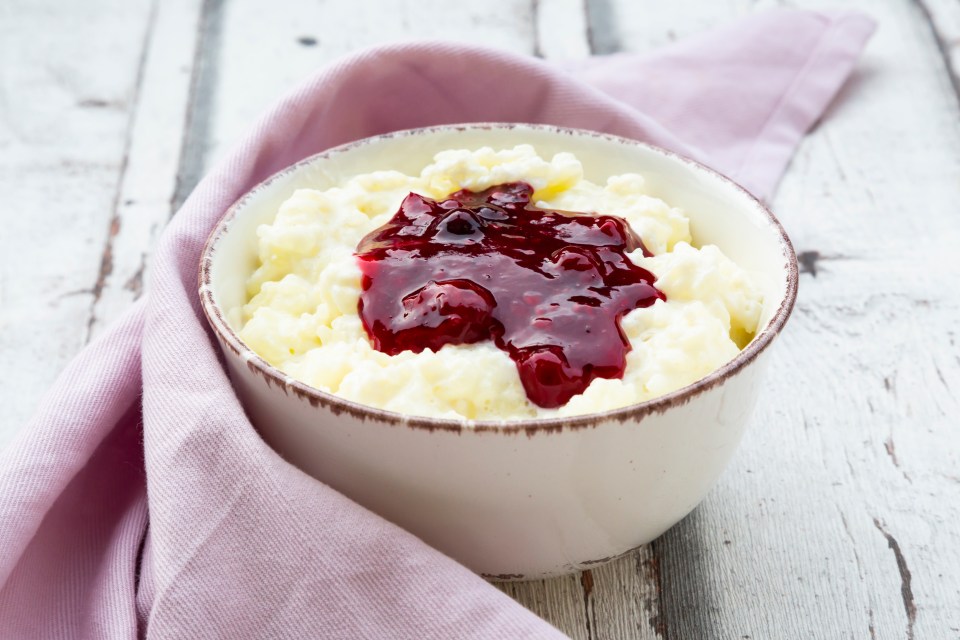 Keep the winter recipes coming with a rice pudding, with rhubarb compote (stock photo)