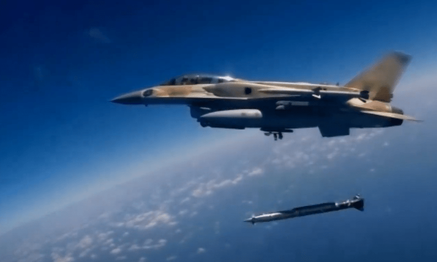 A jet dropping a Rampage missile from miles up in the sky