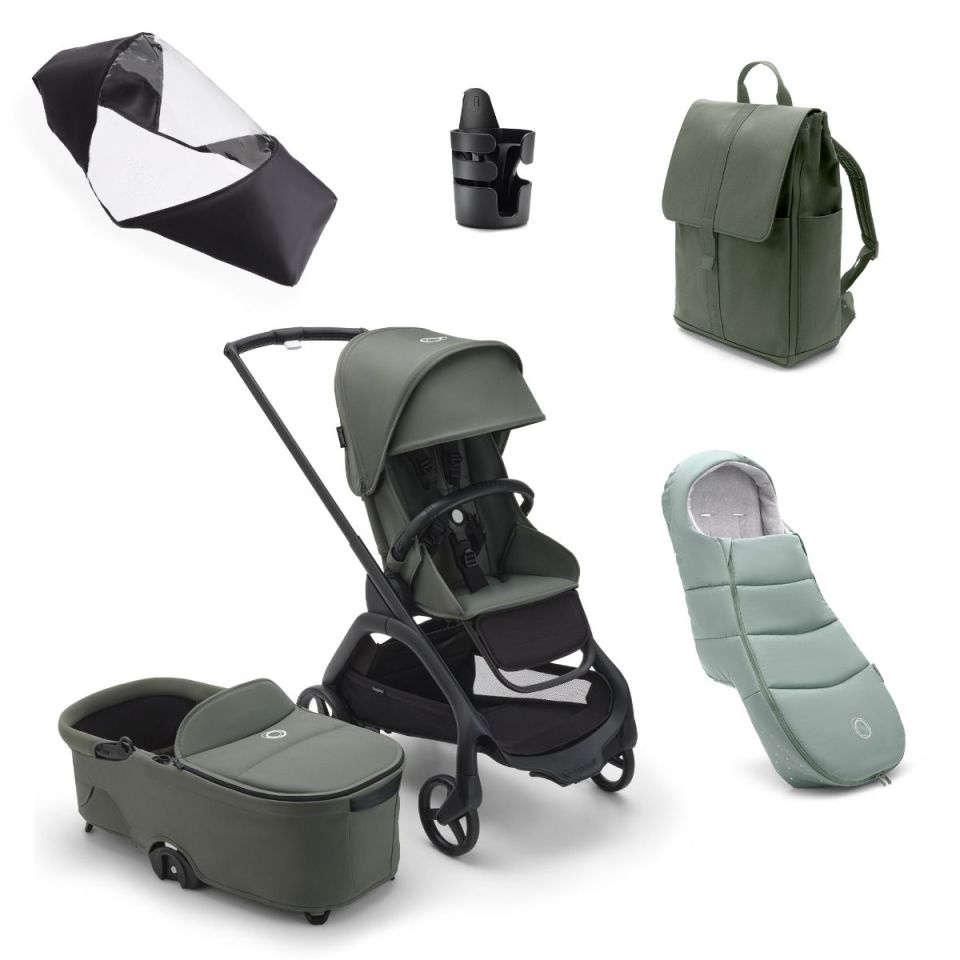 Katie appears to have the Bugaboo Dragonfly pram in a Forest Green colour